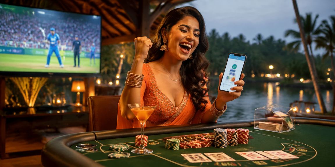 Close up of Andar Bahar cards game table in a casino in Kerala, India